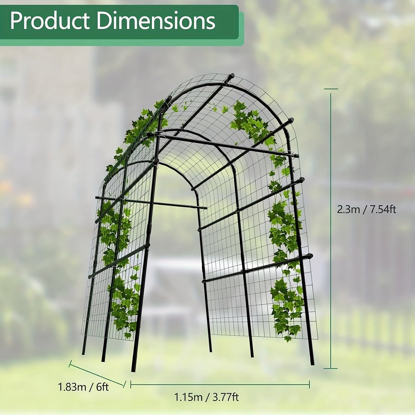Climbing Arch Trellis 7.5ft Adjustable Metal Grid Garden Archway