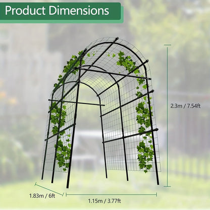 Climbing Arch Trellis 7.5ft Adjustable Metal Grid Garden Archway