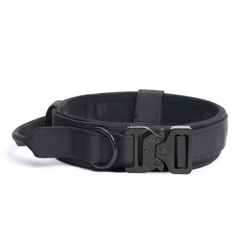 Tactical Dog Collar with Handle Quick-Release Metal Buckle Heavy Duty Nylon Wide Fit for Training Outdoor Adventures Medium Large Dogs M L