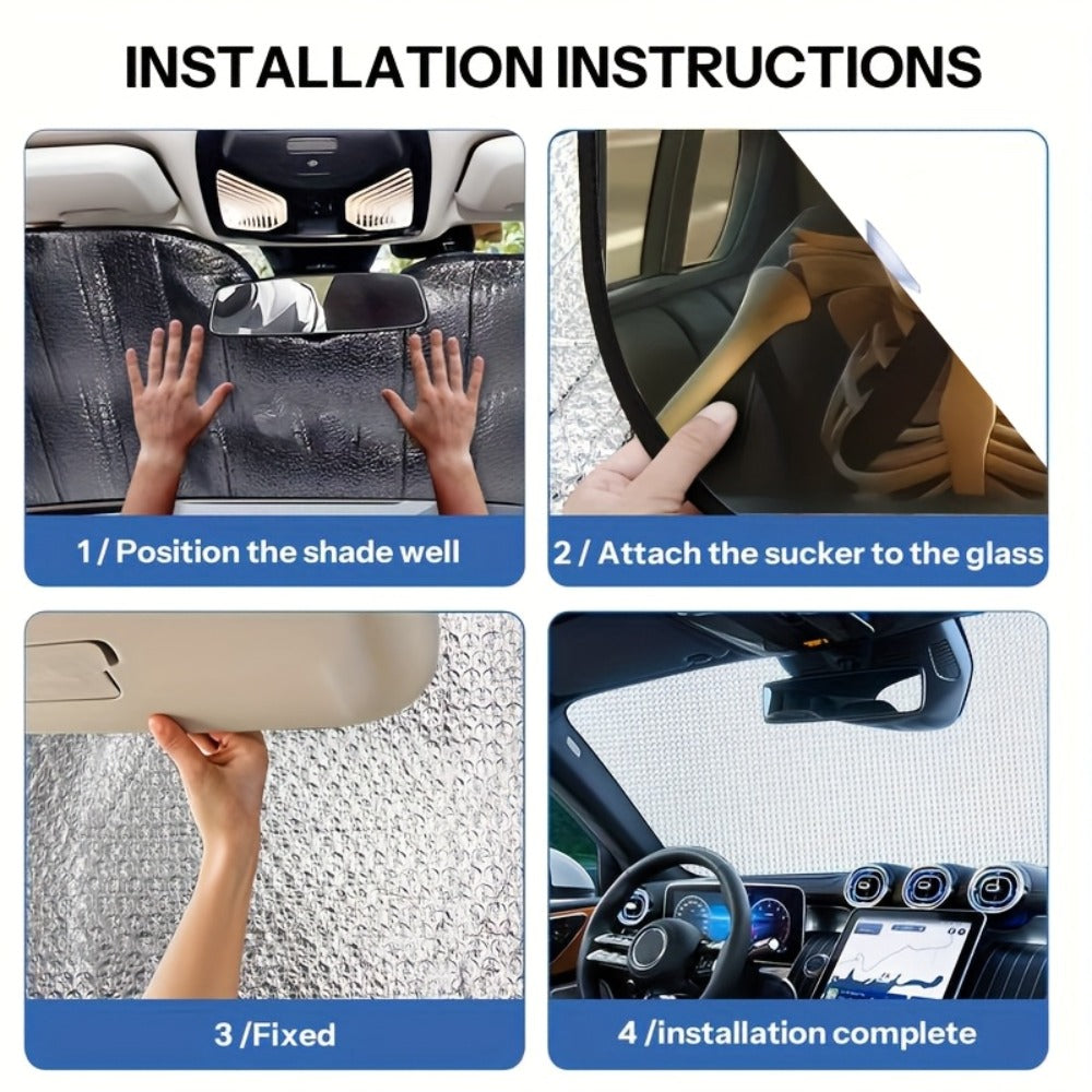 Car Windshield Sunshade Skull Pattern UV Blocking – Front Window Sun Shade with 4 Suction Cups Universal Fit Keeps Car Cool Skeleton Design