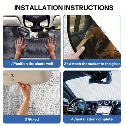 Car Windshield Sunshade Skull Pattern UV Blocking – Front Window Sun Shade with 4 Suction Cups Universal Fit Keeps Car Cool Skeleton Design
