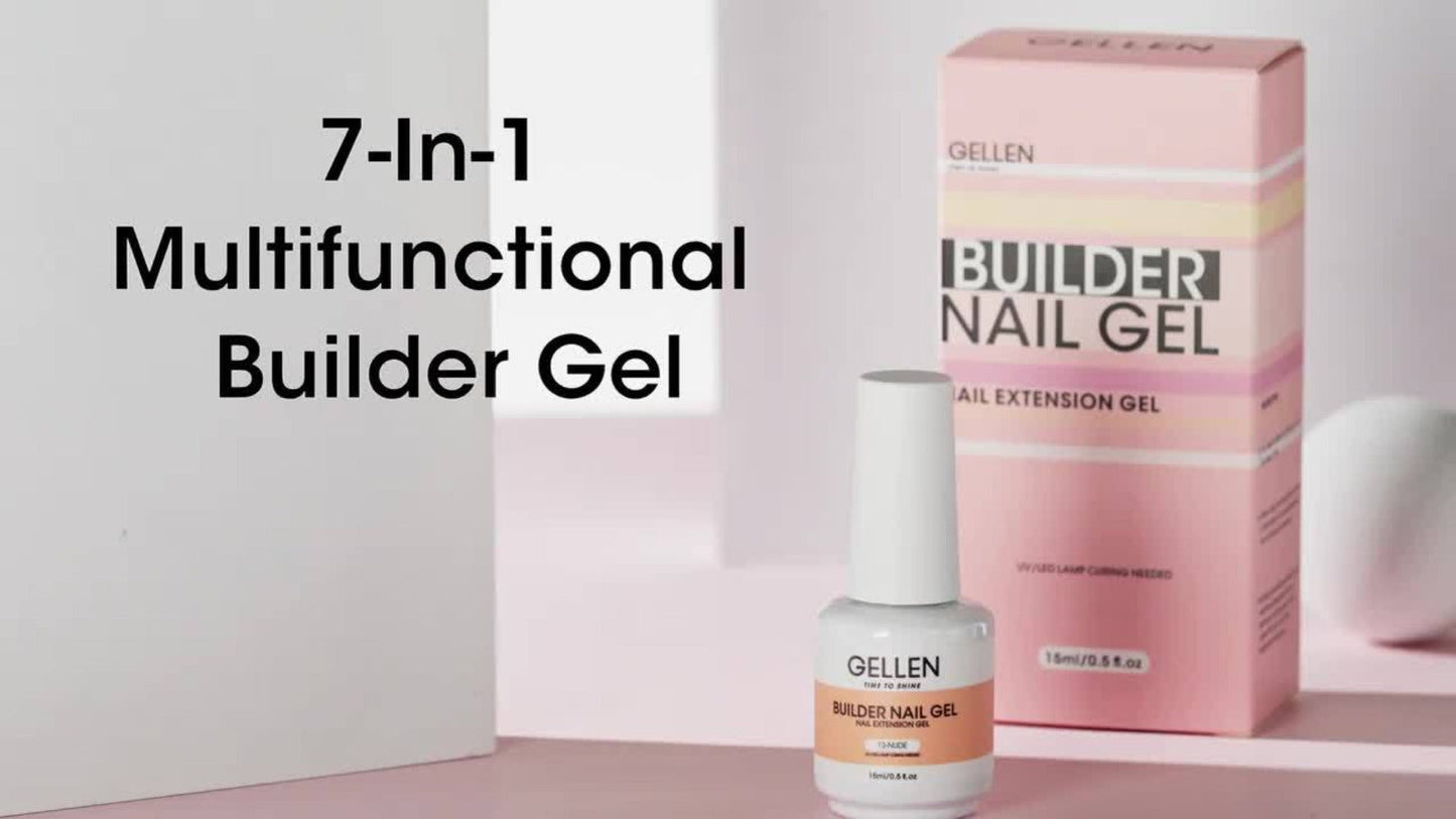 Hard Gel Nail Extension Builder Gel 7-in-1 Self-Leveling – 28+ Day Wear, LED UV Cured, 15ml, Clear Pink Nude Baby Pink Milky White