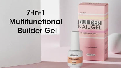Hard Gel Nail Extension Builder Gel 7-in-1 Self-Leveling – 28+ Day Wear, LED UV Cured, 15ml, Clear Pink Nude Baby Pink Milky White