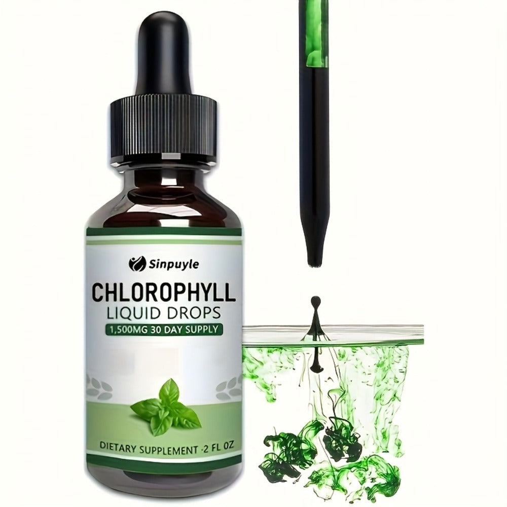 Chlorophyll Liquid Drops, Immune Support, Internal Deodoriser & Skin Health Supplement, Natural Mint Flavour