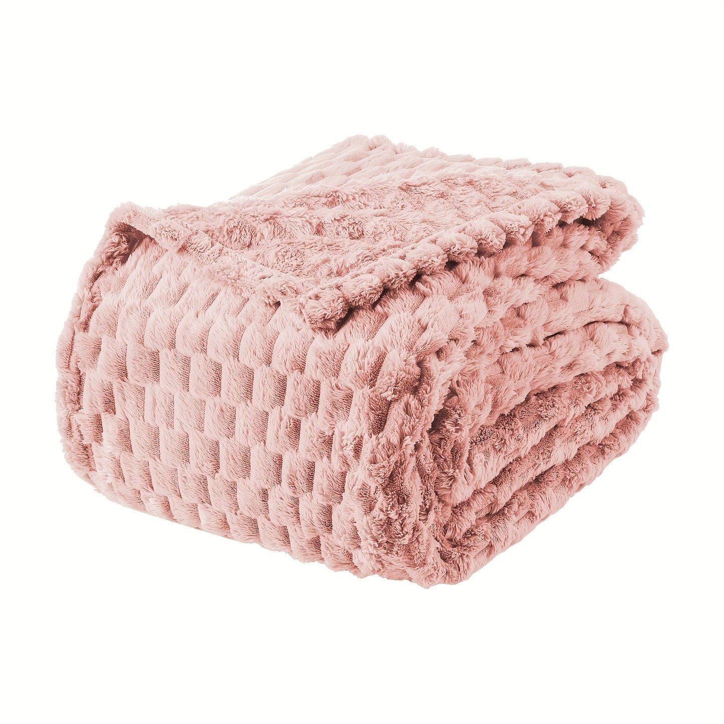 Textured Flannel Blanket in Rhinestone, Wheat-Ear, Checker and Solid Styles with Throw or Queen Options