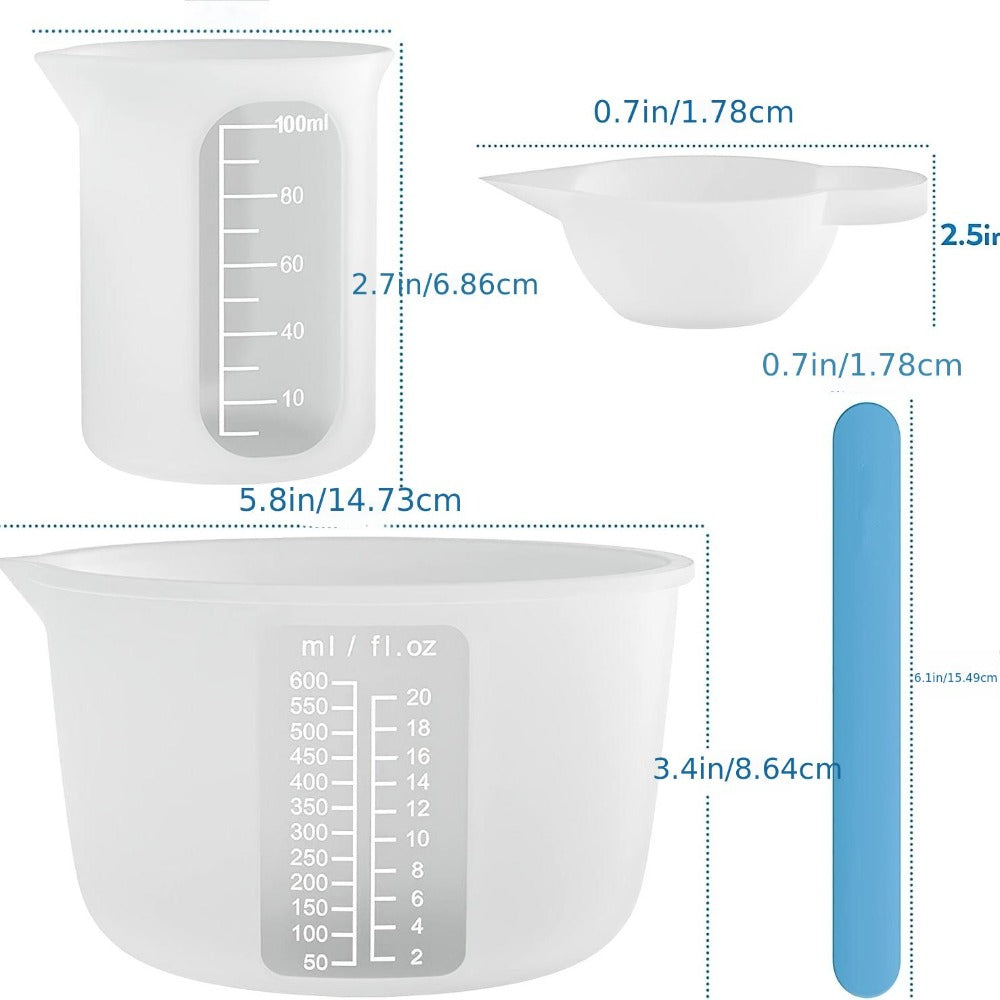 Silicone Resin Measuring Cup Kit, DIY Epoxy Resin Craft Tools Set for Jewelry Making, Slime, Casting & Pouring