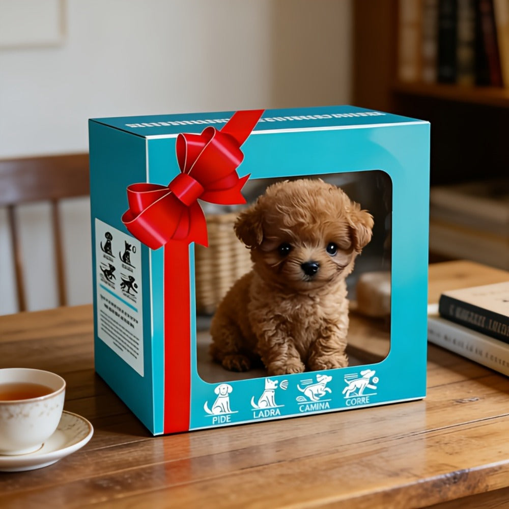 Two-Piece Brown Electronic Plush Puppy Toy Set with Walking and Barking Presentation and Boxed Dogs