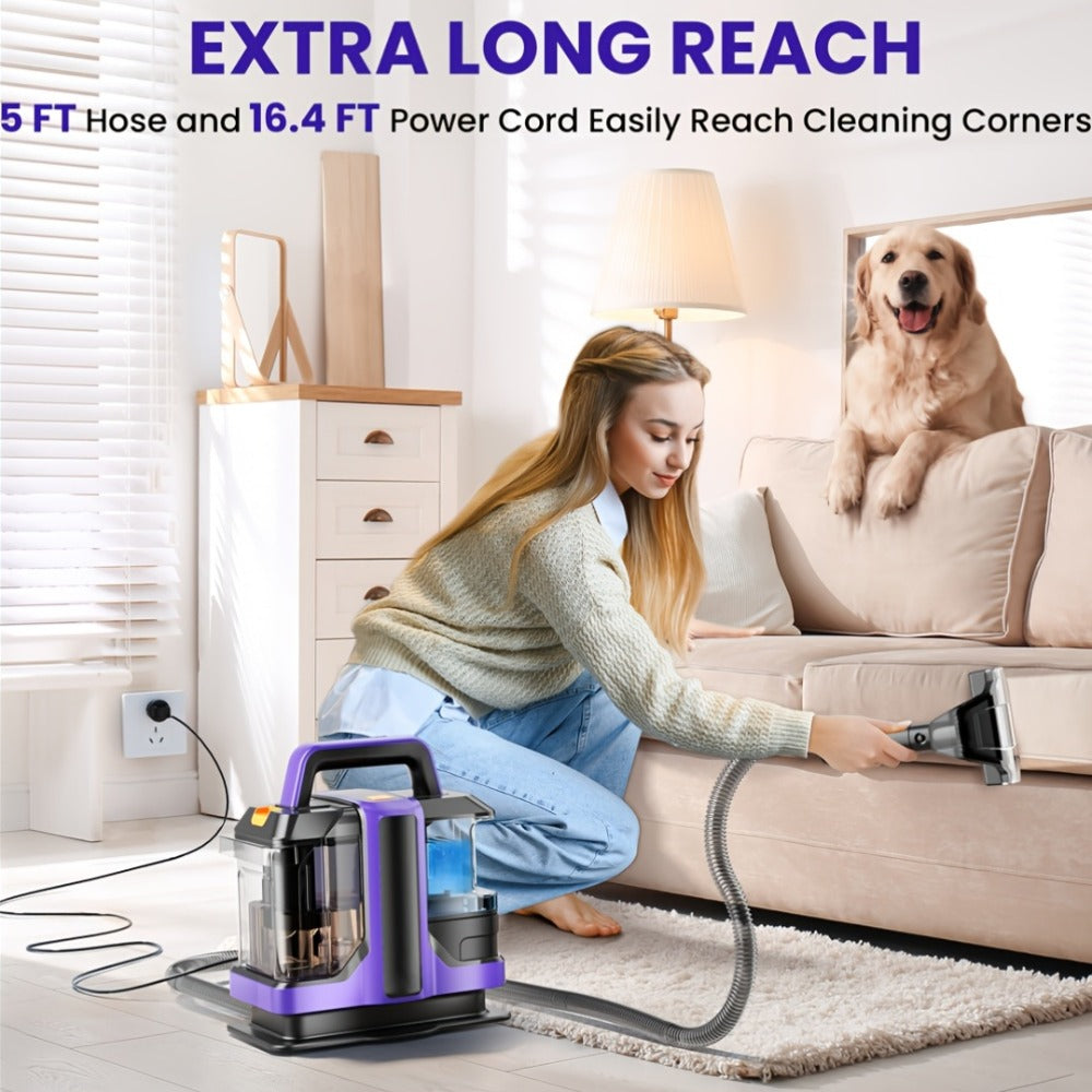 Portable Spot Cleaner for Carpet & Upholstery, Dual Brush Power Suction Stain Remover with Multifunctional Tools