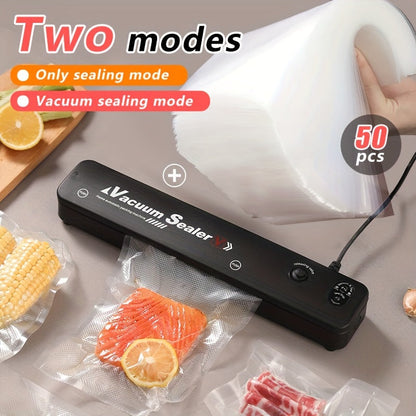 Vacuum Sealer Machine with 50 Vacuum Storage Bags – 2-in-1 Vacuum & Heat Sealing, One-Button Operation, Food Preservation Sealer