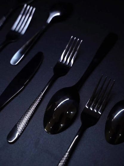 40- or 48-Piece Hammered-Handle Flatware Set in Rose Gold or Silver with Option-Specific Knives