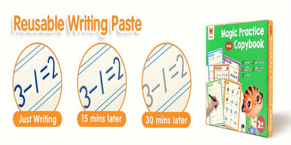 Magic Grooved Handwriting Practice Book for Kids Ages 3-8 – Reusable 5-in-1 Tracing Workbook for Letters Numbers Drawing Math