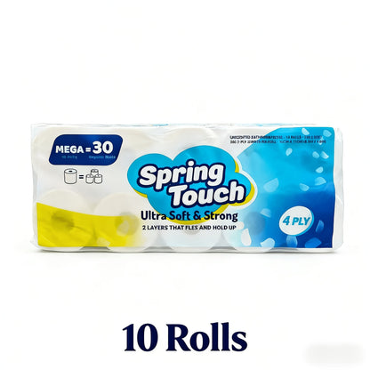 Toilet Paper Bulk 10 Roll 4-Ply Super Soft Thick Undyed Bath Tissue – Strong & Durable No Crumble Bathroom Tissue Rolls for Home, Hotel