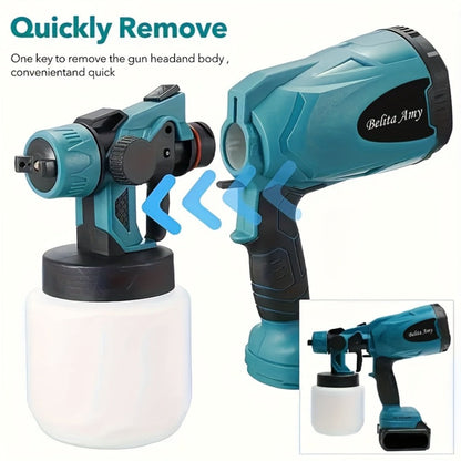 HVLP Paint Sprayer Electric Spray Gun with 3 Spray Patterns & 27oz Container, Cordless Airless Sprayer for House Painting