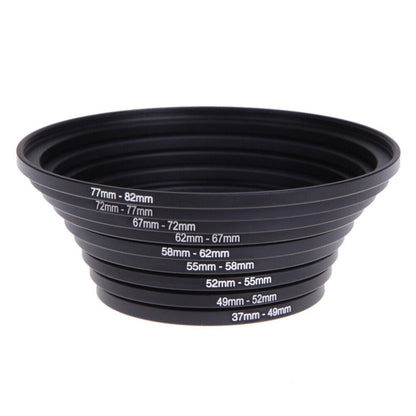 Step-Up Step-Down Lens Filter Adapter Rings 18pcs Set for DSLR Camera 37-82mm Aluminum Alloy Filter Ring Kit Compatible with Canon Nikon