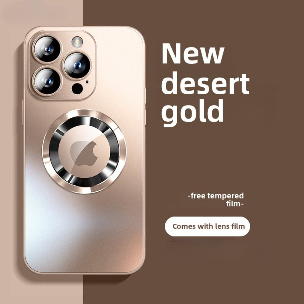 Phone Case Frosted Tempered Glass and TPU Cover with Integrated Lens Film for Select iPhones