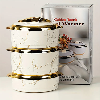 Insulated Casserole Dish Set 3-Piece Thermal Food Warmer with Lids, Stainless Steel Serving Bowls for Hot & Cold Food