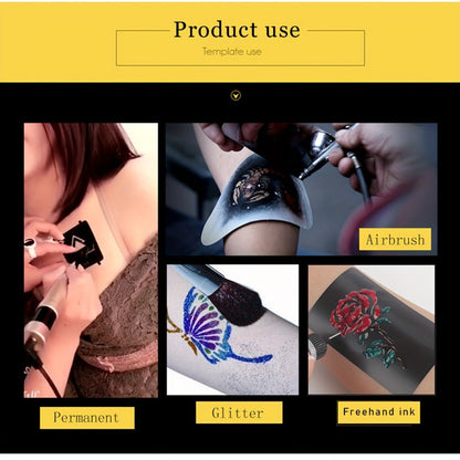 Eight-Piece Hand-Length Tattoo Stencil Set with Floral Patterns for Hands and Forearms in SM010 or SM011