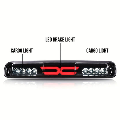 LED Third Brake Light High Mount Stop Lamp for 1999-2007 Chevy Silverado GMC Sierra 1500 2500 3500 HD with Turn Signal & Reverse Light Smoky