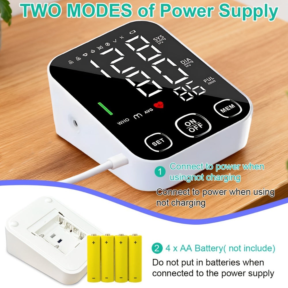 Blood Pressure Monitor for Upper Arm, 4.5-Inch Backlit Display with Voice, 2 x 99 Memory and Large Cuff