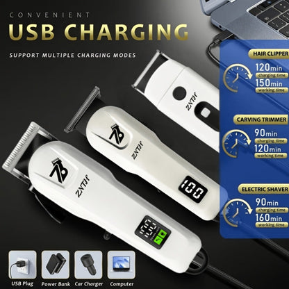 Professional Hair Clipper Kit 9-in-1 Trimmer for Haircut Bald Head Shaving LCD Display for Everyday Face, Beard and Body Grooming