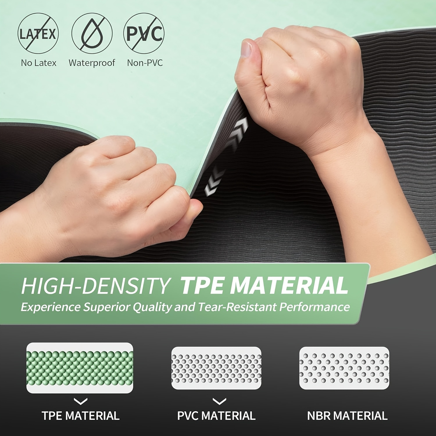 TPE Yoga Mat Non-Slip 72 x 24 Inch – Eco-Friendly Exercise Mat with Carrying Strap for Women & Men, Extra Thick Cushioning for Yoga