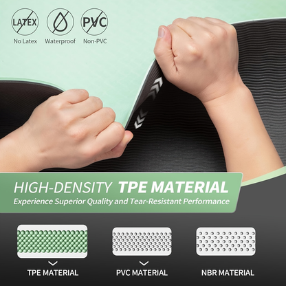 TPE Yoga Mat Non-Slip 72 x 24 Inch – Eco-Friendly Exercise Mat with Carrying Strap for Women & Men, Extra Thick Cushioning for Yoga