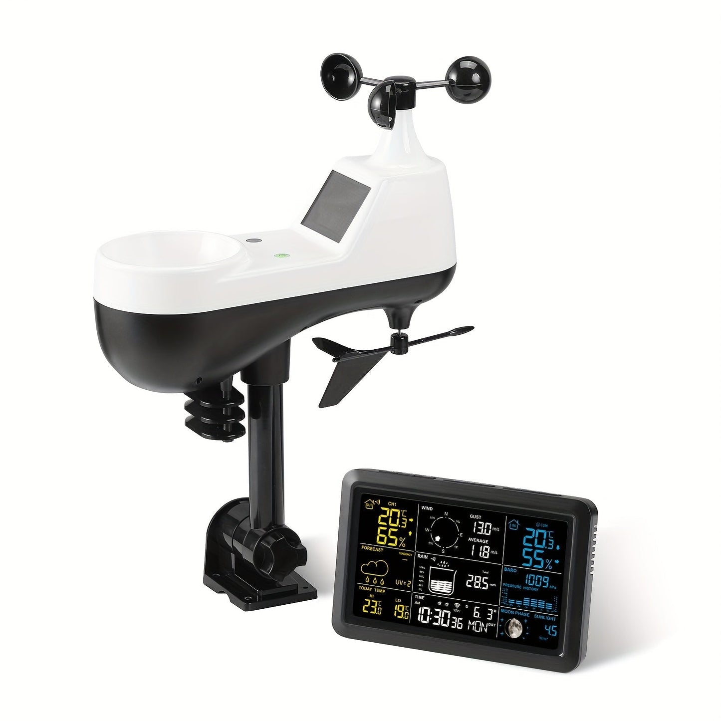 WiFi Weather Station | 7-in-1 Rain Gauge Wind Speed App Forecast