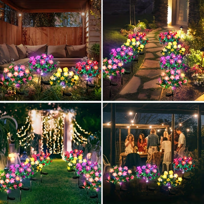 Solar Garden Lights 42-LED Azalea Flower Stake, IP65 with Five Bloom Colors for Yard Decor