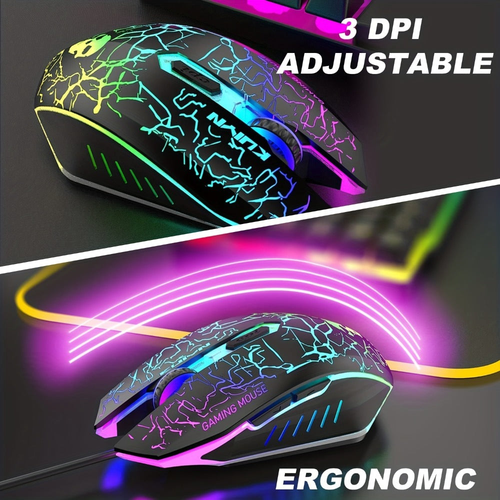 Complete 5-in-1 Gaming Setup Bundle RGB, 104 Keys Wired Keyboard, 2400 DPI Optical Mouse, Gaming Headphone