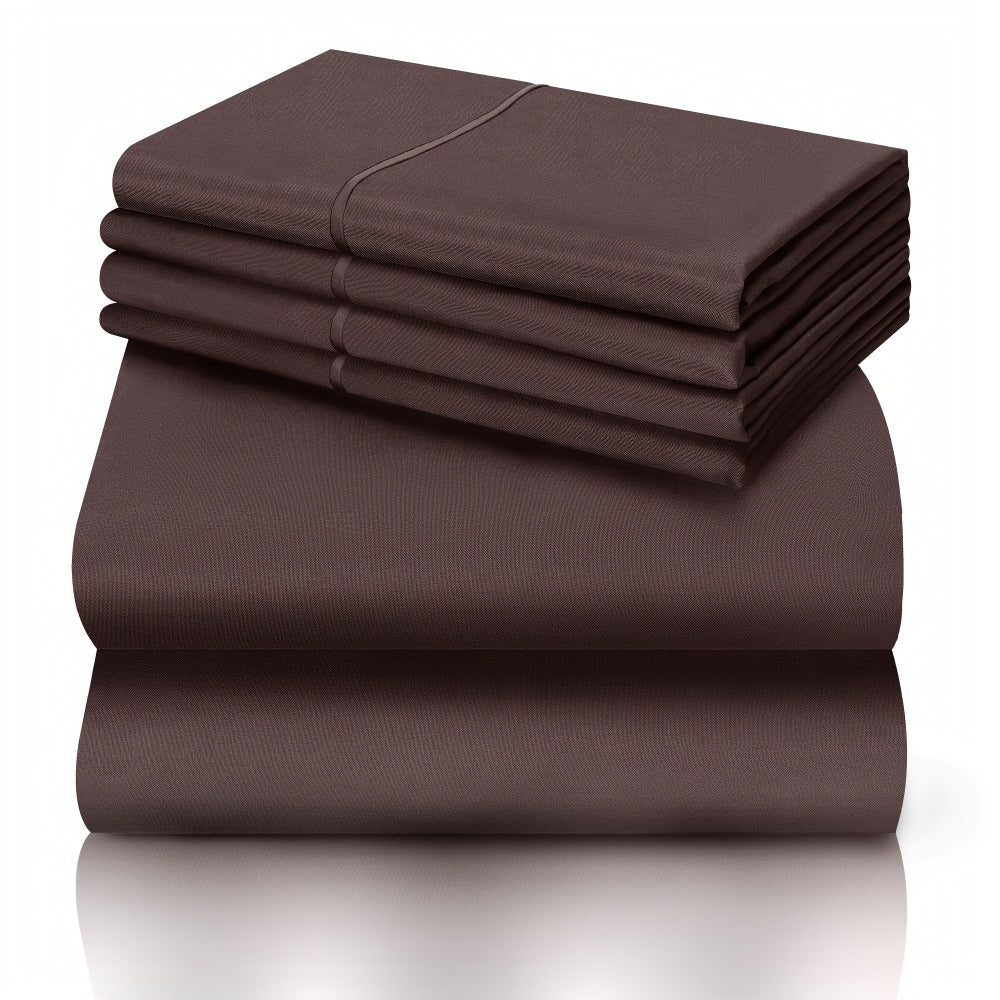 Bed Sheet Set California King 6-Piece Microfiber with 18-Inch Pocket and Sixteen Solid Color Choices