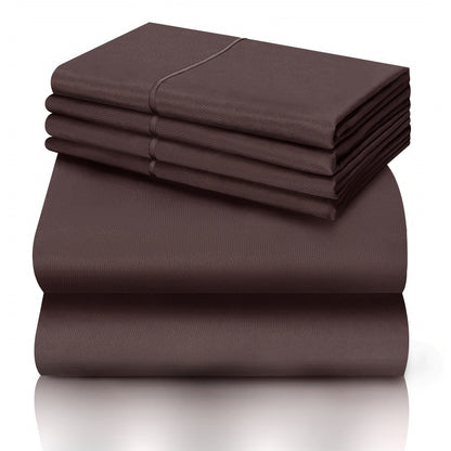 Bed Sheet Set California King 6-Piece Microfiber with 18-Inch Pocket and Sixteen Solid Color Choices