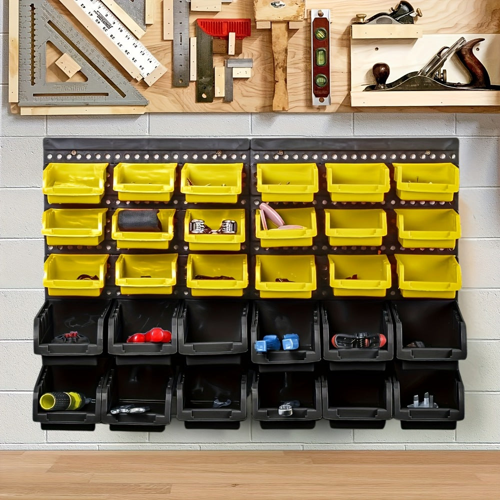 Plastic Parts Storage Bins Wall Mount 30pcs, Small Hardware Organizer for Screws, Nuts, Bolts & Nails