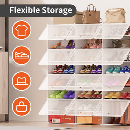Shoe Rack Organizer Free Standing, Shoe Storage Cabinet for Boots, Slippers & High Heels, 2×6 / 3×8 Tier Shoe Shelf for Closet