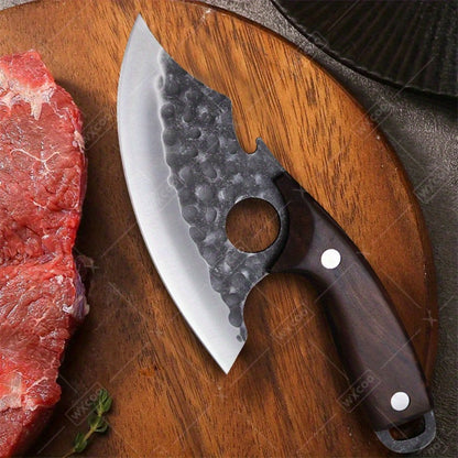 Kitchen Chef Knife Set 3 Piece Stainless Steel - Sharp Boning Knife, Utility Knife & BBQ Knife with Hammered Blade