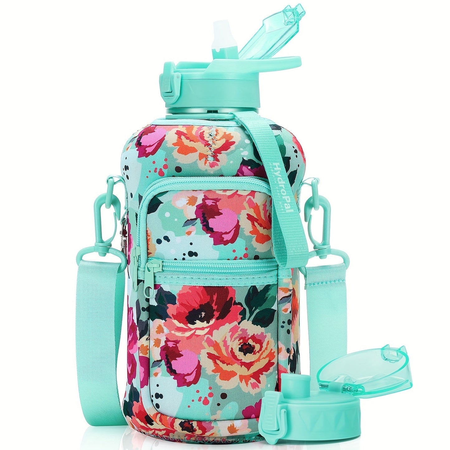 74oz Water Bottle Set with Two-Lid System, Storage Sleeve, Shoulder Strap and Five Sleeve Designs