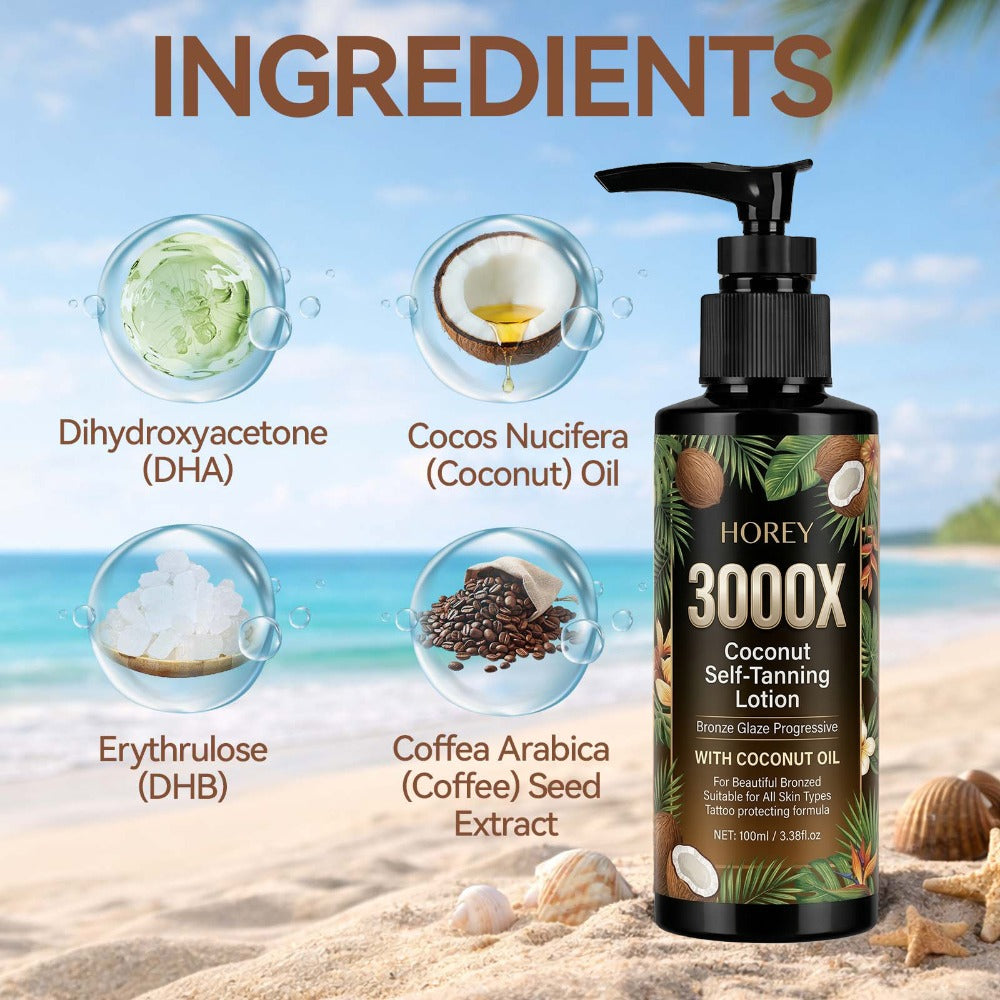Tanning Lotion 3000X Coconut & Olive Extract Indoor Tanning Accelerator – Deep Bronze Glow Skin-Smoothing Sunless Tanner Keeps Skin Soft