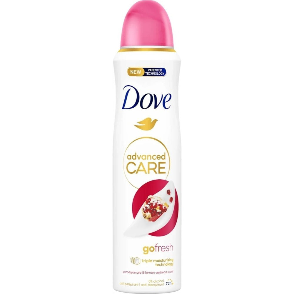 Pomegranate & Lemon Verbena Body Spray for Women Dove Go Fresh 150ml Long Lasting Freshness Quick Dry Invisible No White Marks Non-Sticky