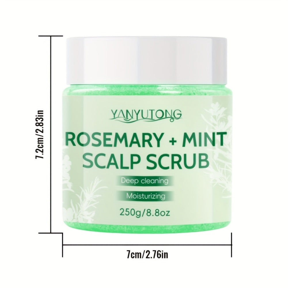 Rosemary Mint Scalp Scrub with Massage Brush 250g, Deep Cleansing Hair Scalp Exfoliator, Removes Buildup & Purifies for Oily