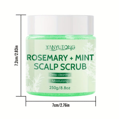 Rosemary Mint Scalp Scrub with Massage Brush 250g, Deep Cleansing Hair Scalp Exfoliator, Removes Buildup & Purifies for Oily