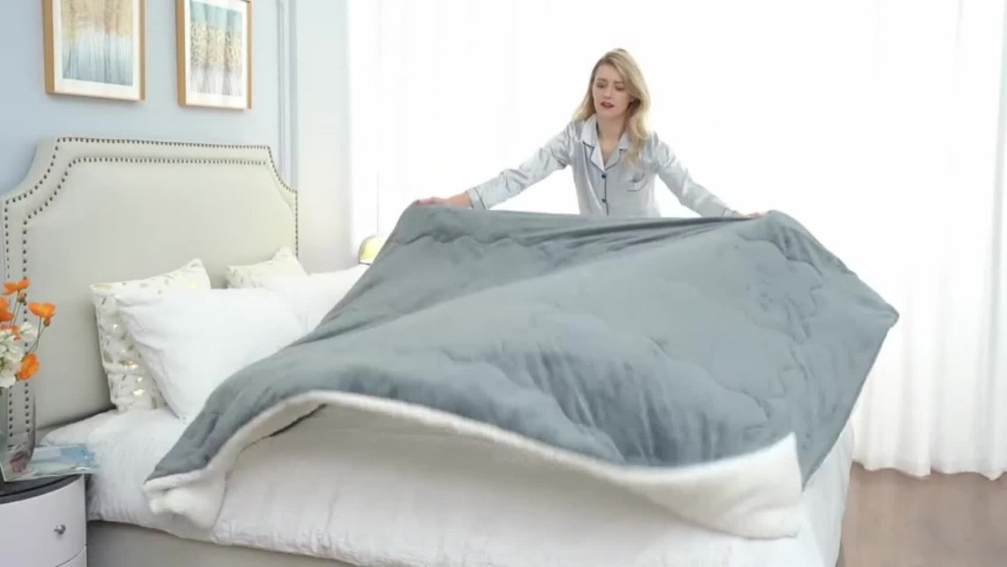 Sherpa Fleece Comforter Set Extra Thick Plush Microfiber Reversible Soft Warm Luxury Bed Blanket Twin XL Full Queen King 10 Colors
