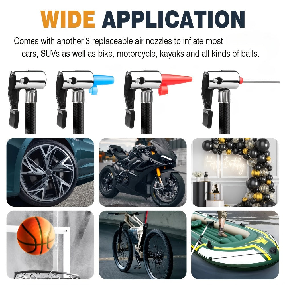 Portable Air Compressor 5200mAh – Wireless Rechargeable Tire Inflator with Digital Pressure Gauge for Car, Bicycle & Ball, Auto Shut-Off