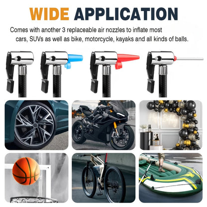 Portable Air Compressor 5200mAh – Wireless Rechargeable Tire Inflator with Digital Pressure Gauge for Car, Bicycle & Ball, Auto Shut-Off