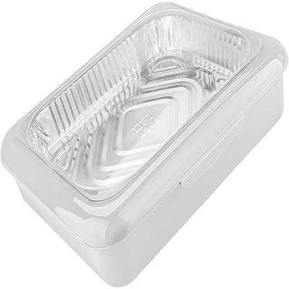 Foil Pan Carrier with Lid 2 in 1 Stackable Food Storage Set BPA Free Dishwasher Safe Portable Casserole Holder for Potluck BBQ Picnic
