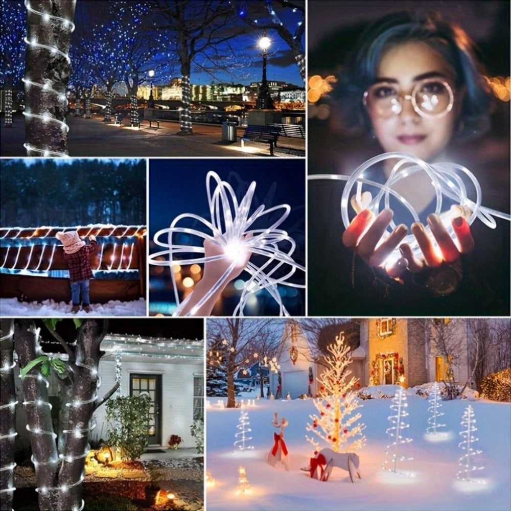 Solar Rope Lights Outdoor, Fairy String Lights with Remote Control 8 Modes 1200mAh Battery for Garden Patio Fence Tree Wedding Party