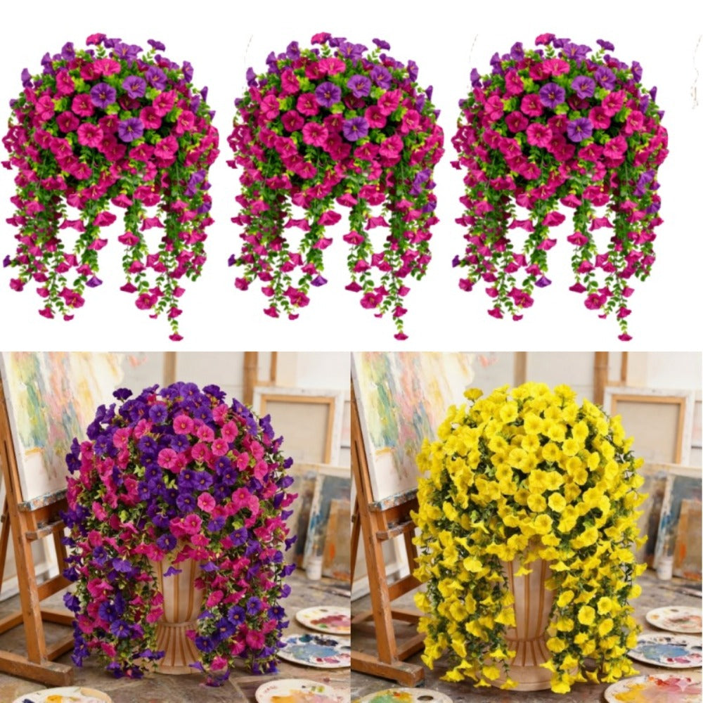 Artificial Rose Vine Hanging Garland 3pcs 216 Flowers – High-Density UV-Resistant Faux Rose Flower Vines with Realistic Roses & Foliage