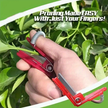 Six-Piece Garden Thumb Knife Set with Red Finger-Ring Cutters and Exposed Straight Blade Edges