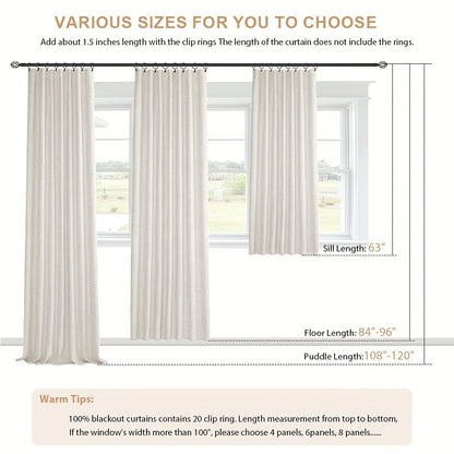 100% Blackout Curtains 4 Panels Faux Linen Textured Thermal Insulated Drapes – Room Darkening Window Curtains for Living Room Bedroom