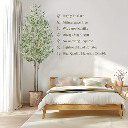 Full-Canopy Artificial Olive Tree with 4, 5, 6 or 7 ft Height Options, Decorative Fruit and Potted Base