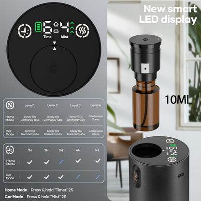 Waterless Essential Oil Diffuser with Four Mist Levels, 1–6 Hour Timer and Silver or Black Oil Bundles