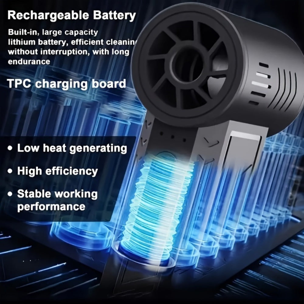 Portable Fan USB-Rechargeable Handheld Model with Brushless Motor, Built-In LED Light and Desktop Base